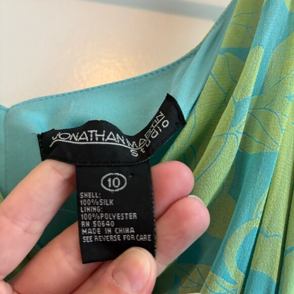 Jonathan Martin 100% Silk Midi Length Dress Green Sz 10 Y2K Whimsigoth Fairy - Picture 6 of 14